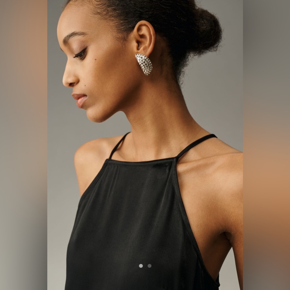 By Anthropologie Silky Halter Top in Black NEW - Picture 2 of 4
